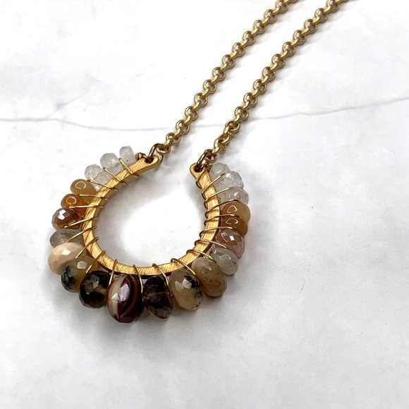 Catherine Page Scout Necklace Gold and Tan Brown - Picture 4 of 5